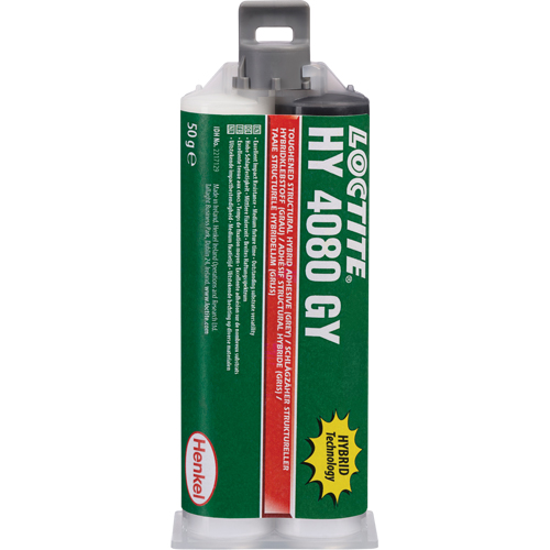 Adh&eacute;sif hybride pour r&eacute;parations structurales HY 4080 GY, Deux composants, Cartouche double, 50 g, Gris MAS Chibougamau