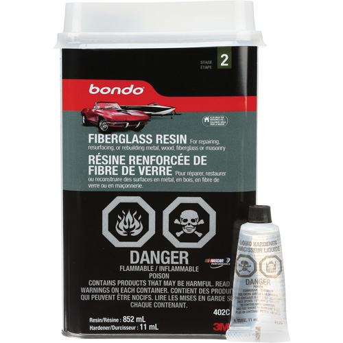 Bondo&reg; Fibreglass Resin, Two-Part, 852 ml, Bottle, Off-White MAS Chibougamau