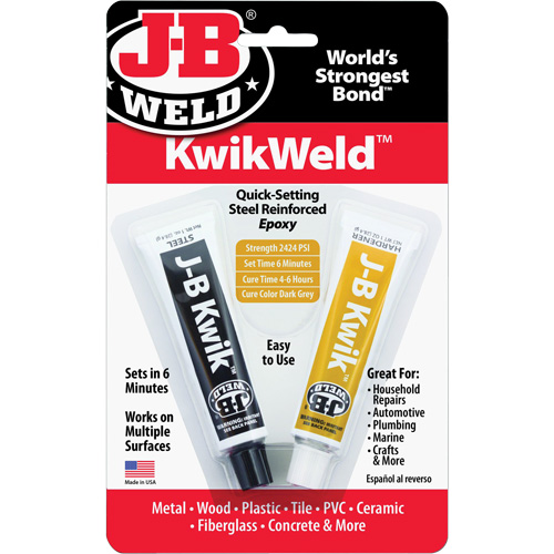 KwikWeld Epoxy, Two-Part, Tube, 2 oz., Grey MAS Chibougamau