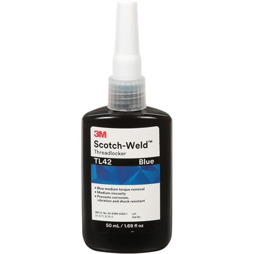 Scotch-Weld Threadlocker TL42, Blue, Medium, 50 ml, Bottle MAS Chibougamau