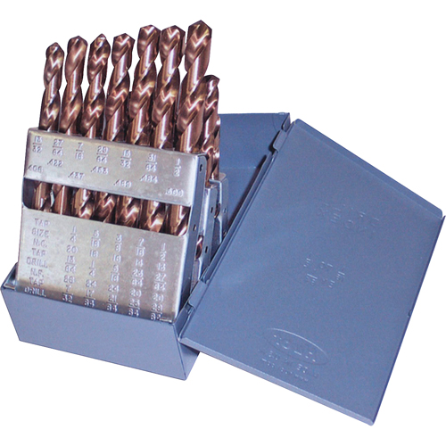 Jobber Length Drill Set, 15 Pieces, Cobalt MAS Chibougamau