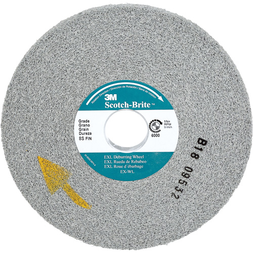 Scotch-Brite EXL Deburring Wheel, 6" x 1/2", 1" Arbor, Silicon Carbide MAS Chibougamau