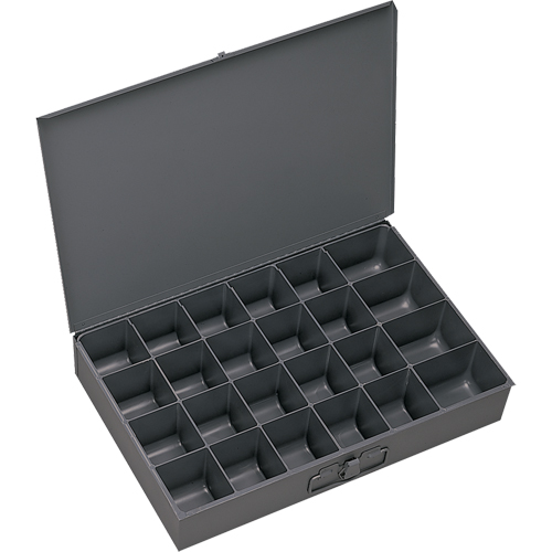 Compartment Scoop Boxes, Steel, 24 Slots, 13-3/8" W x 9-1/4" D x 2" H, Grey MAS Chibougamau