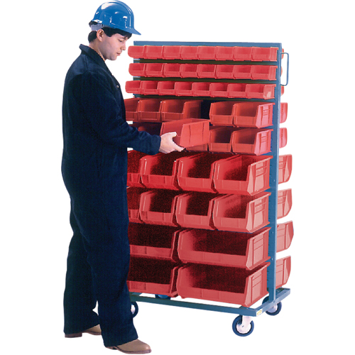 Support mobile deux c&ocirc;t&eacute;s pour bacs, &agrave; deux c&ocirc;t&eacute;s, 96 bacs, 36" la x 24" p x 63" h MAS Chibougamau