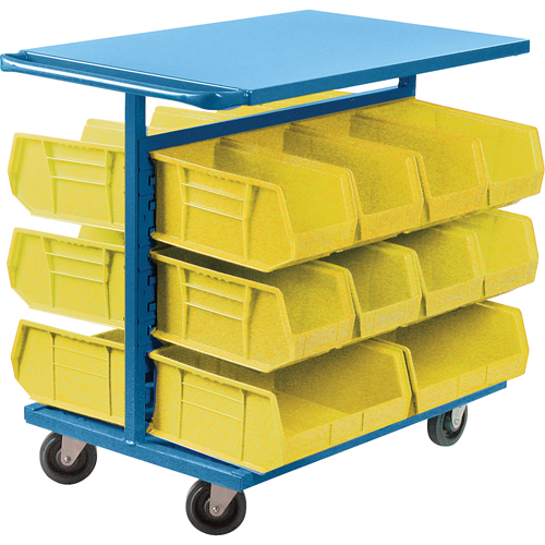 Chariot &agrave; bacs avec bacs, &agrave; deux c&ocirc;t&eacute;s, 20 bacs, 24" la x 38-1/2" p x 36-1/2" h MAS Chibougamau