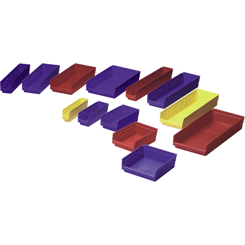 Bacs de rangement pour tablettes, 11-1/8" la x 4" H x 17-7/8" p, Jaune, Capacit&eacute; 40 lb MAS Chibougamau