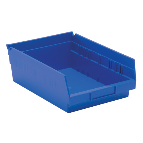 Shelf Bins, 8-3/8" W x 4" H x 11-5/8" D, Blue, 30 lbs. Capacity MAS Chibougamau
