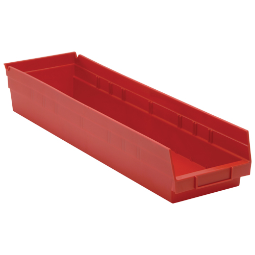 Bacs de rangement pour tablettes, 6-5/8" la x 4" H x 23-5/8" p, Rouge, Capacit&eacute; 50 lb MAS Chibougamau
