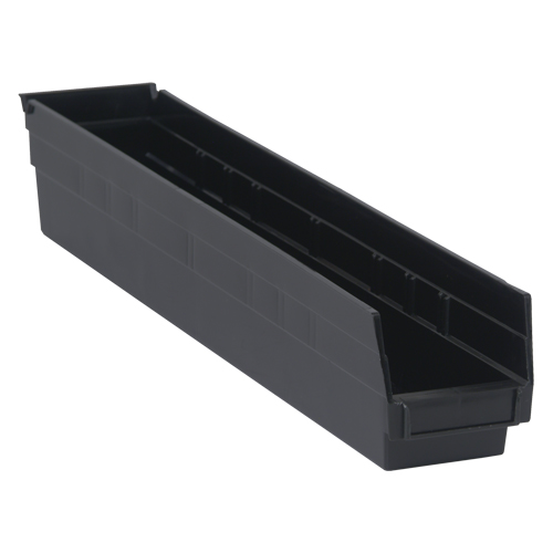 Economy Shelf Bin, 4-1/8" W x 4" H x 23-5/8" D, Black MAS Chibougamau