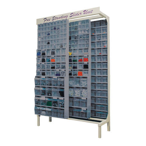 Syst&egrave;me de stockage &agrave; glissi&egrave;re &agrave; bacs basculants autonome, 48" la x 18" p x 77" h, 112 tiroirs MAS Chibougamau