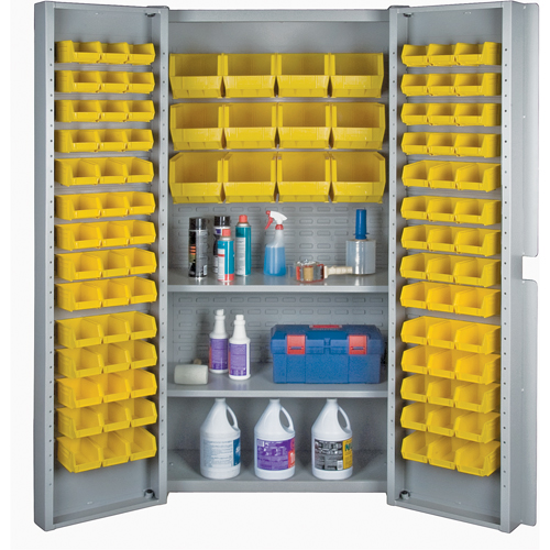 Deep Door Combination Bin Cabinets, 38" W x 24" D x 72" H, Grey MAS Chibougamau