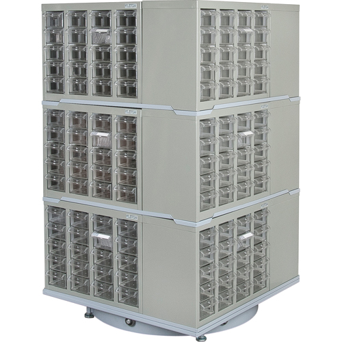 Armoire industrielle robuste avec carrousel &agrave; tiroirs, Acier, 240 tiroirs, 27" la x 27" p x 48" h, Gris MAS Chibougamau