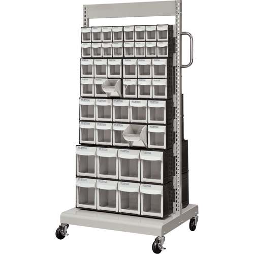 Mobile Tilt Bin Rack, Double-sided, 92 bins, 26-1/4" W x 22" D x 57-1/2" H MAS Chibougamau