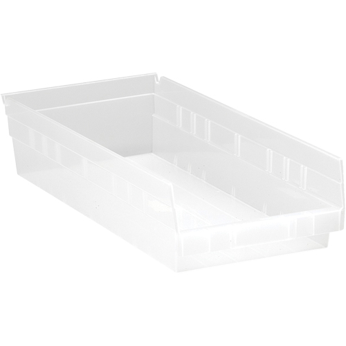 Shelf Bins, 8-3/8" W x 4" H x 17-7/8" D, Clear, 40 lbs. Capacity MAS Chibougamau
