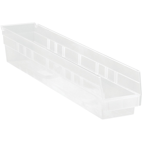 Shelf Bins, 4-1/8" W x 4" H x 23-5/8" D, Clear, 50 lbs. Capacity MAS Chibougamau