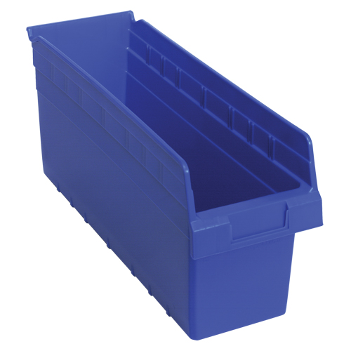 Store-Max Shelf Bins, 6-5/8" W x 8" H x 17-7/8" D, Blue, 56 lbs. Capacity MAS Chibougamau
