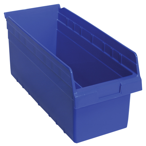 Store-Max Shelf Bins, 8-3/8" W x 8" H x 17-7/8" D, Blue, 56 lbs. Capacity MAS Chibougamau