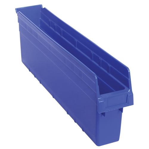 Store-Max Shelf Bins, 4-3/8" W x 8" H x 23-5/8" D, Blue, 68 lbs. Capacity MAS Chibougamau