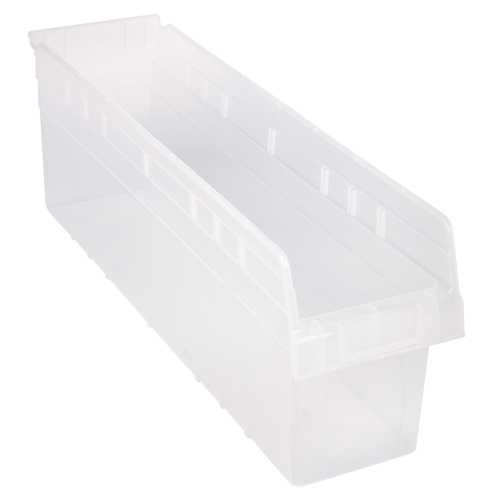 Store-Max Shelf Bins, 6-5/8" W x 8" H x 23-5/8" D, Clear, 68 lbs. Capacity MAS Chibougamau