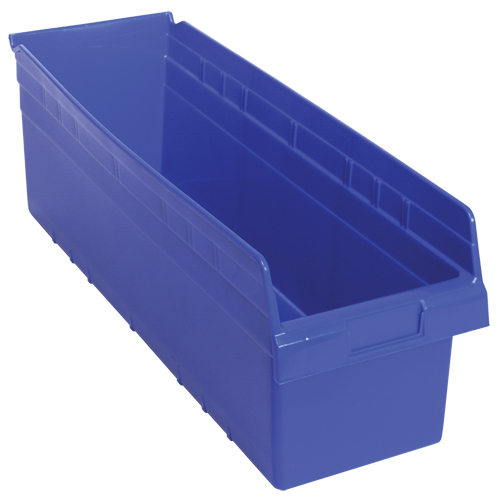 Store-Max Shelf Bins, 8-3/8" W x 8" H x 23-5/8" D, Blue, 68 lbs. Capacity MAS Chibougamau