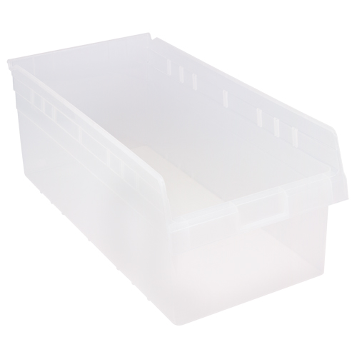 Store-Max Shelf Bins, 11-1/8" W x 8" H x 23-5/8" D, Clear, 68 lbs. Capacity MAS Chibougamau