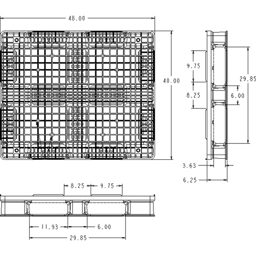 Palette en plastique RackoCell, Acc&egrave;s de Quatre c&ocirc;t&eacute;s, 48" lo x 40" la x 6-1/3" h MAS Chibougamau