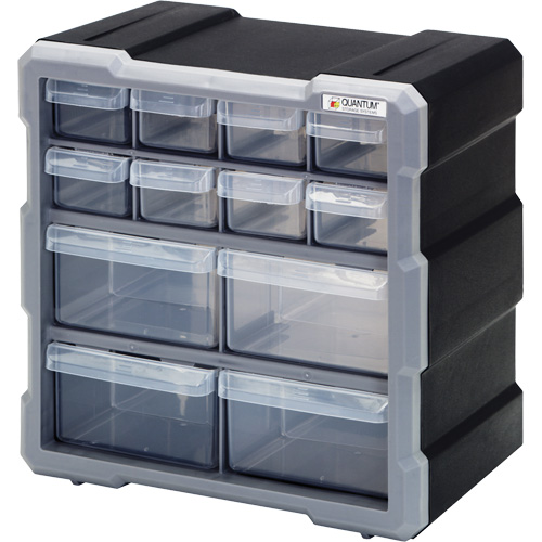 Armoire &agrave; tiroir, Plastique, 12 tiroirs, 10-1/2" x 6-1/4" x 10-1/4", Noir MAS Chibougamau