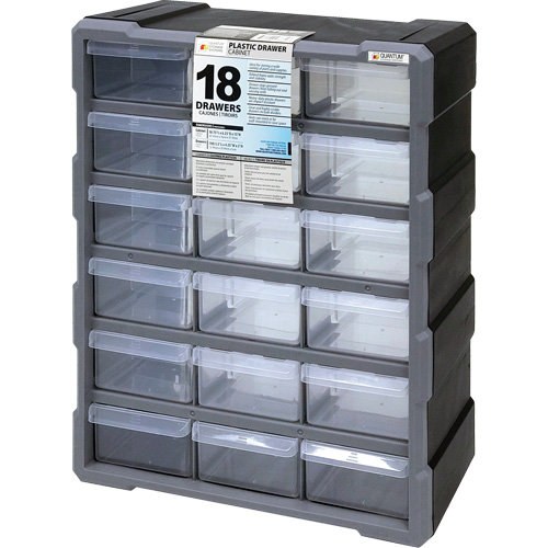 Armoire &agrave; tiroir, Plastique, 18 tiroirs, 15" x 6-1/4" x 18-3/4", Noir MAS Chibougamau