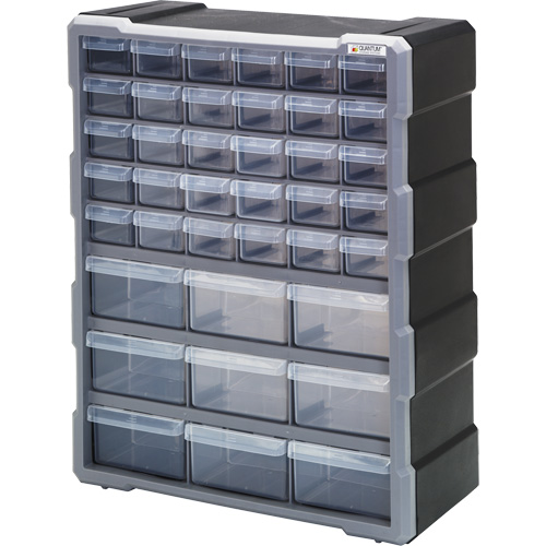 Drawer Cabinet, Plastic, 39 Drawers, 15" x 6-1/4" x 18-3/4", Black MAS Chibougamau