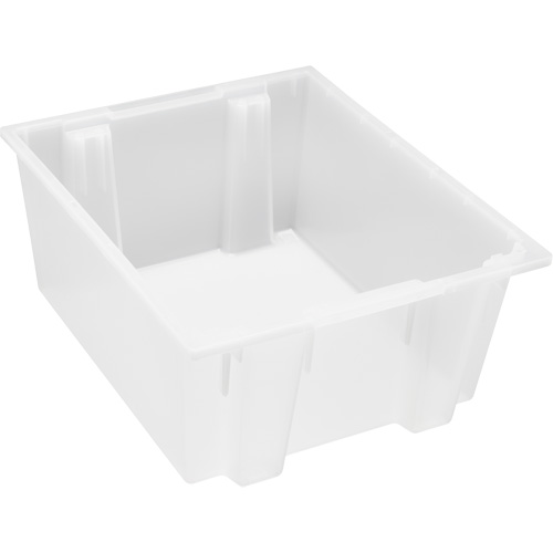 Heavy-Duty Stack & Nest Tote, 10" x 19.5" x 23.5", Clear MAS Chibougamau