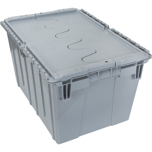 Contenant de distribution en plastique avec dessus basculant, 21,65" x 15,5" x 12,5", Gris MAS Chibougamau