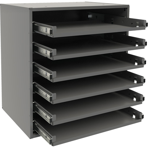 Small Bearing Slide Rack, Steel, 6 Slots, 15-9/16" W x 11-7/8" D x 16-3/8" H, Grey MAS Chibougamau