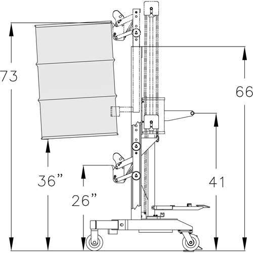 Manipulateur ergonomique de baril &agrave; port&eacute;e &eacute;lev&eacute;, DM-100-HR, 30 - 85 gal. US (25 - 70 gal. imp.) MAS Chibougamau