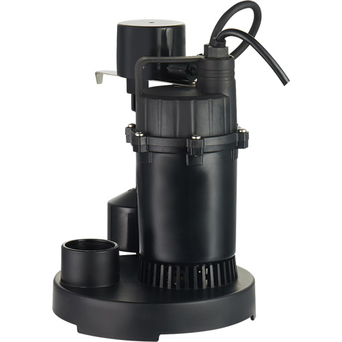 Thermoplastic Submersible Sump Pump, 2560 GPH, 115 V, 4.6 A, 1/3 HP MAS Chibougamau
