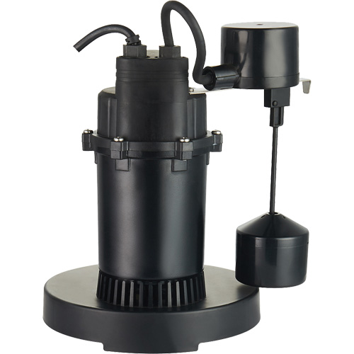 Thermoplastic Submersible Sump Pump, 2560 GPH, 115 V, 4.6 A, 1/3 HP MAS Chibougamau