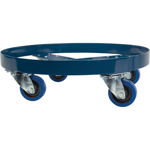 Drum Dolly, Steel, 1400 lbs. Capacity, 24" Diameter, Blue Elastic Casters MAS Chibougamau