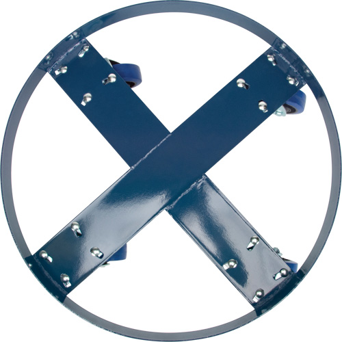 Drum Dolly, Steel, 1400 lbs. Capacity, 24" Diameter, Blue Elastic Casters MAS Chibougamau