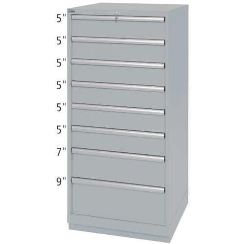 Armoires de rangement avec tiroirs, 8 tiroirs, 28-1/4" la x 28-1/2" p x 59-1/2" h, Gris MAS Chibougamau