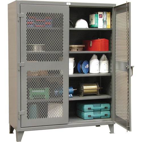 Armoires de rangement robustes ventil&eacute;es, 4 Tablettes, 72" h x 36" la x 24" p, Acier, Gris MAS Chibougamau