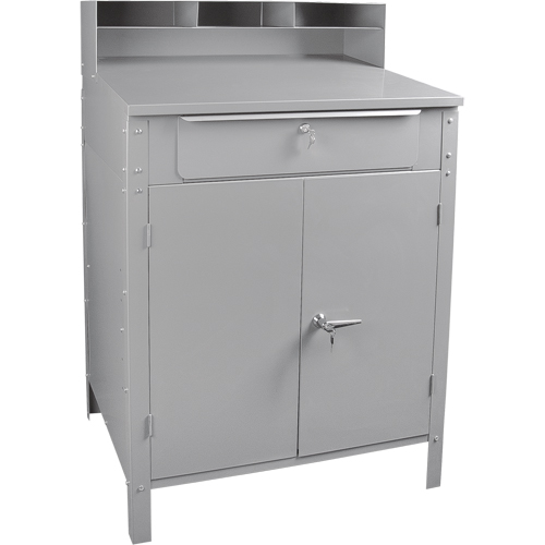 Cabinet Style Shop Desk, 34-1/2" W x 30" D x 53" H, Grey MAS Chibougamau