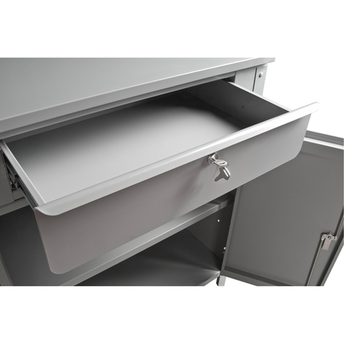 Cabinet Style Shop Desk, 34-1/2" W x 30" D x 53" H, Grey MAS Chibougamau
