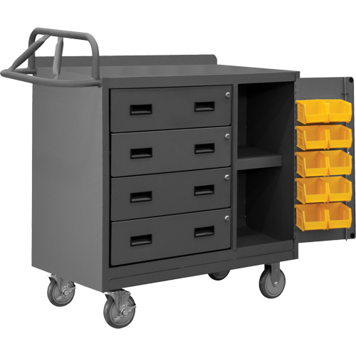 Armoire d'&eacute;tabli mobile avec bacs, Acier Surface MAS Chibougamau