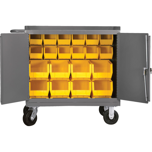 Mobile Workbench Cabinet with Bins, Steel Surface MAS Chibougamau