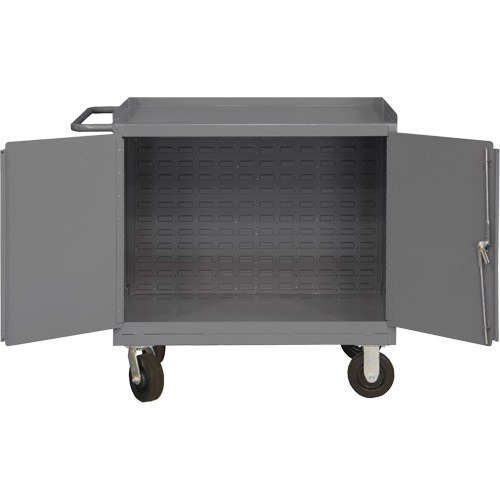 Armoire d'&eacute;tabli mobile avec panneau arri&egrave;re &agrave; persiennes, Acier Surface MAS Chibougamau