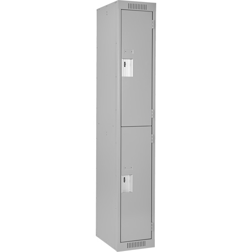 Clean Line Lockers, 2 -tier, 12" x 18" x 72", Steel, Grey, Rivet (Assembled) MAS Chibougamau