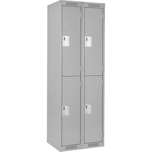 Clean Line Lockers, 2 -tier, Bank of 2, 24" x 18" x 72", Steel, Grey, Rivet (Assembled) MAS Chibougamau