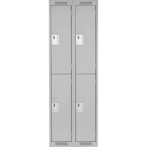 Clean Line Lockers, 2 -tier, Bank of 2, 24" x 18" x 72", Steel, Grey, Rivet (Assembled) MAS Chibougamau