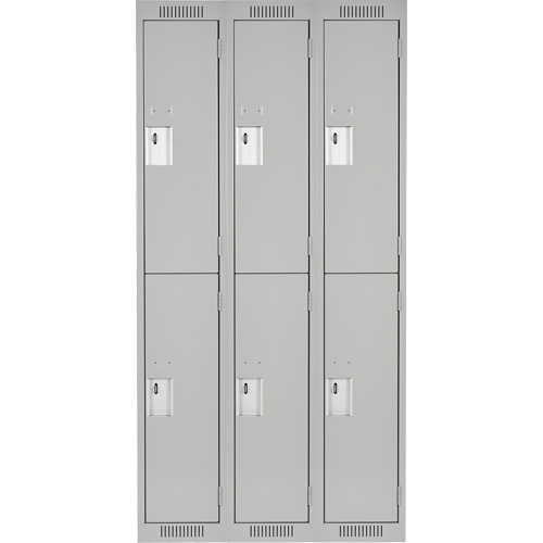 Clean Line Lockers, 2 -tier, Bank of 3, 36" x 18" x 72", Steel, Grey, Rivet (Assembled) MAS Chibougamau