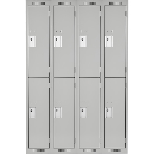 Clean Line Lockers, 2 -tier, Bank of 4, 48" x 18" x 72", Steel, Grey, Rivet (Assembled) MAS Chibougamau