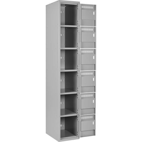 Clean Line Lockerettes, 6 -tier, Bank of 4, 48" x 18" x 72", Steel, Grey, Rivet (Assembled) MAS Chibougamau